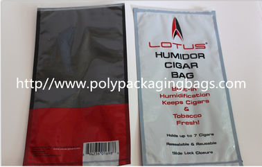 custom made printed plastic cigar packaging bag / cigar humidor bag with slid zip lock